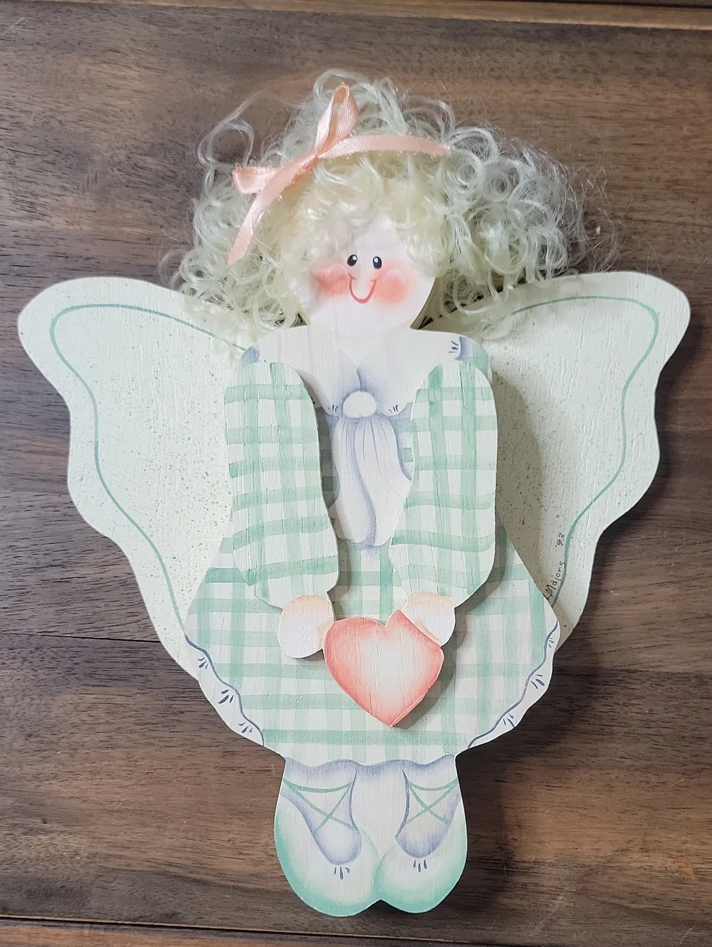 Wood Hand Painted Angel Wall Art Decor